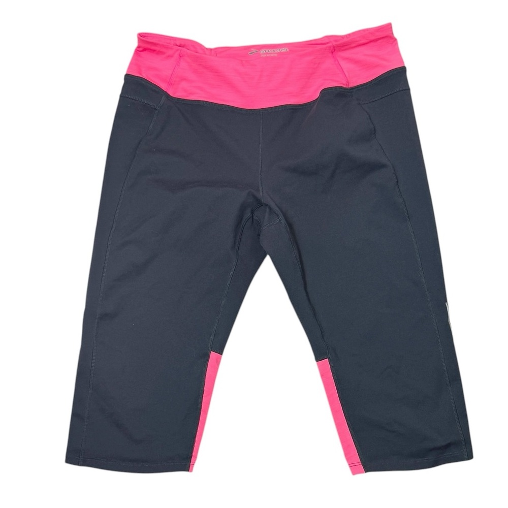 Brooks Short Capri Leggings Dark Grey Pink Running Activewear Women’s Medium